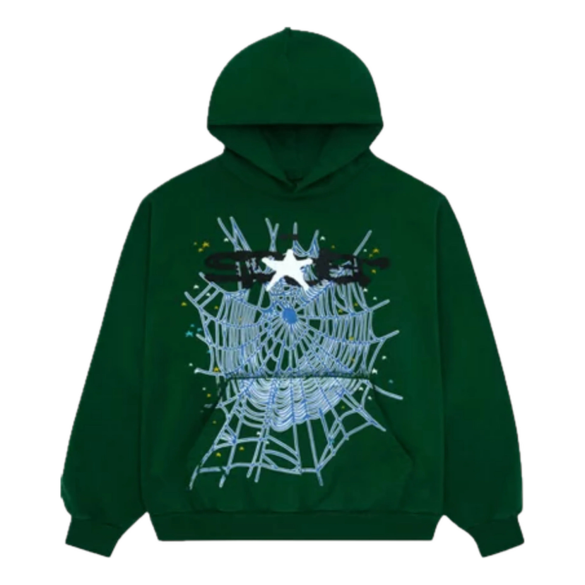 Sweatshirt Sp5der Spider Web Hoodie Grøn | SP5-STR-HD-MOS