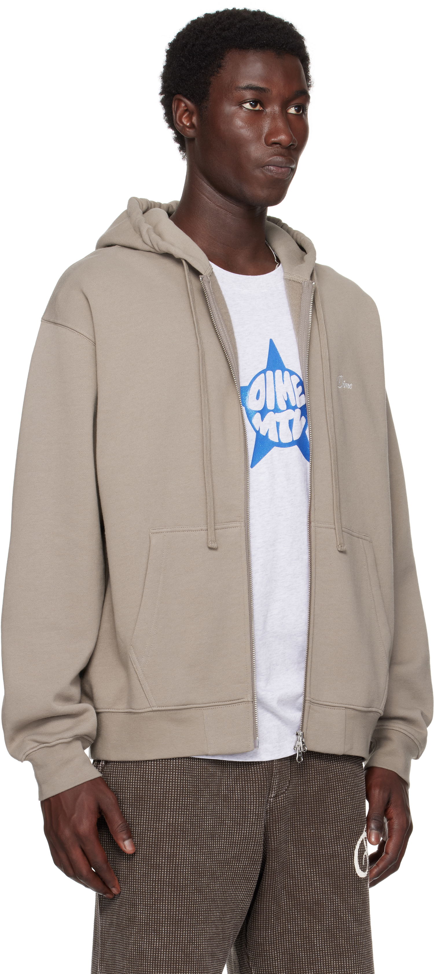 Sweatshirt Dime Dime Cursive Small Logo Zip Hoodie Grå | DIMESU2549DRI, 1