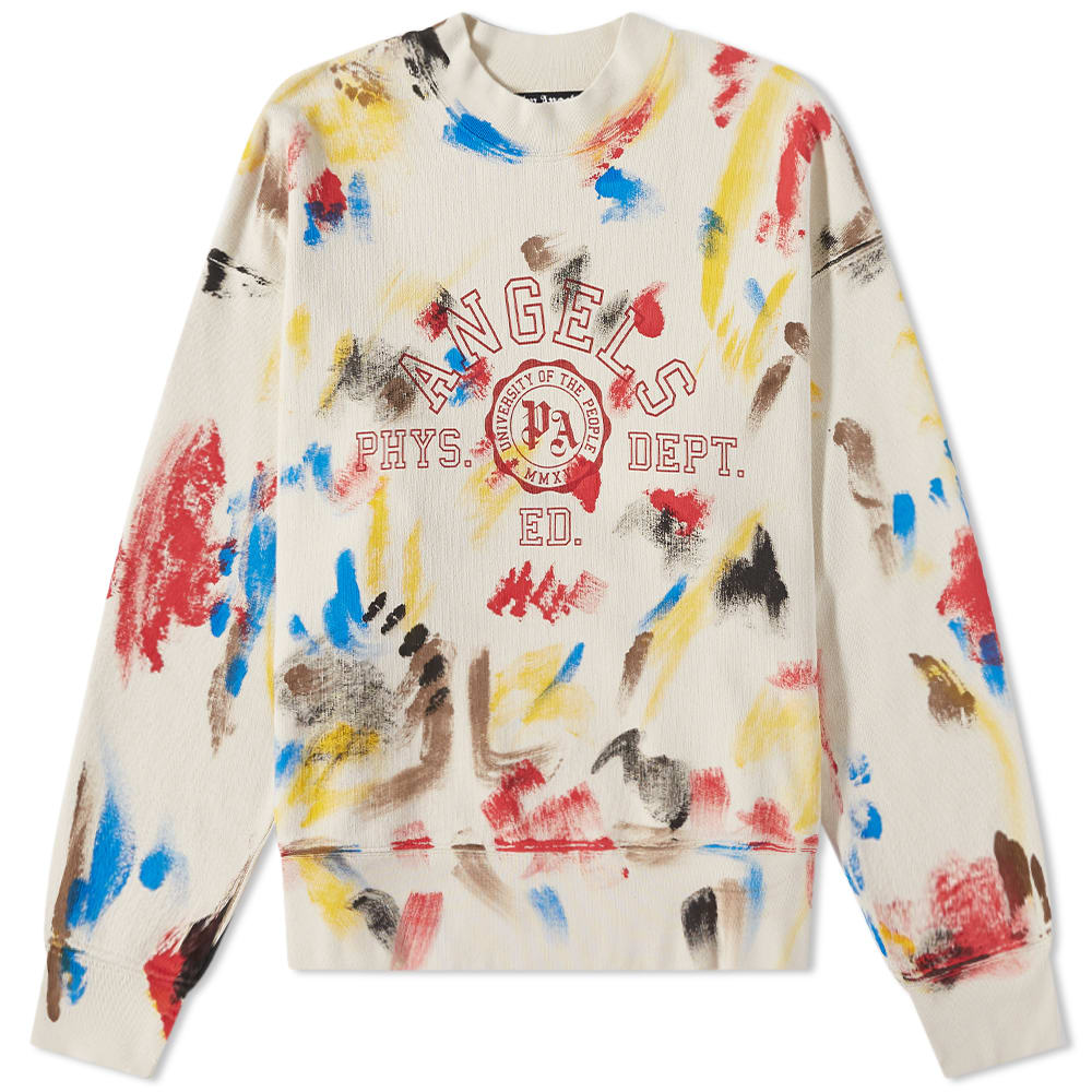 Sweater Palm Angels Printed College Logo Crewneck Beige | PMBA065S22FLE0020325, 0