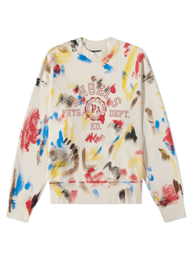 Sweater Palm Angels Printed College Logo Crewneck Beige | PMBA065S22FLE0020325