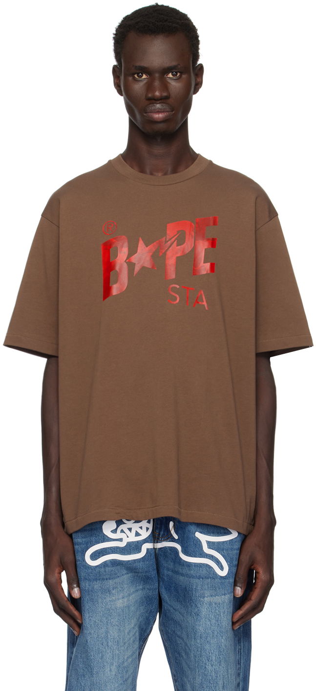 T-shirt BAPE Sta Logo T-Shirt Brun | 001TEK801354M, 0