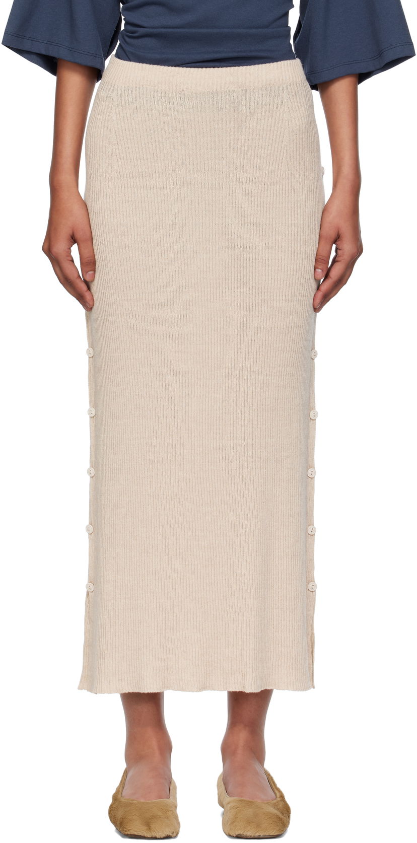 Nederdel Baserange Baserange Franca Midi Knit Skirt Beige | SSFR-LS-AU25