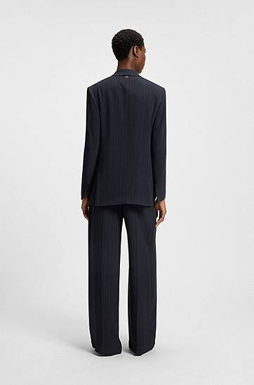 Jakke BOSS BOSS Relaxed-Fit Pinstripe Blazer Mørkeblå | 50548492, 1