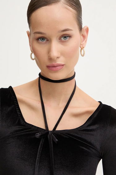 Crop top Fiorucci Long Sleeve Velvet Crop Top Sort | W01FMTLO115VR01BK01, 3