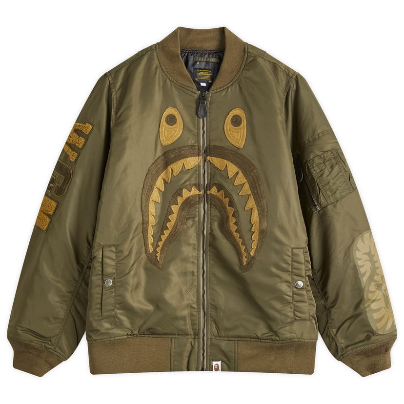 Bomberjakke BAPE Shark MA-1 Bomber Jacket Grøn | 001HJK801006M-OLD