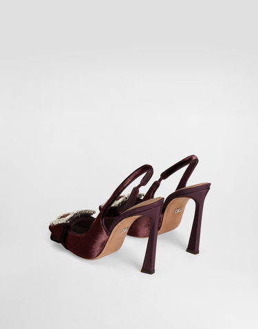 Tilbehør Dolce & Gabbana Dolce & Gabbana Velvet Slingbacks With Jeweled Buckle Bourgogne | CG0859A9S208Z331, 2