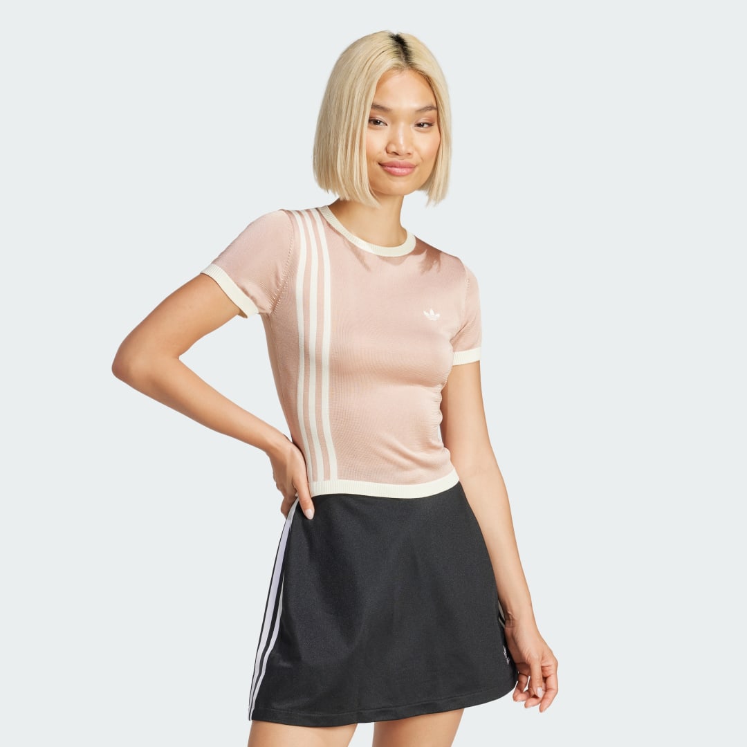 T-shirt adidas Performance 3-Stripes Knitted Short Sleeve Dress Lyserød | JJ0962, 0