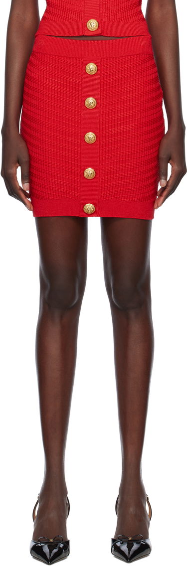 Nederdel Balmain Balmain Buttoned Knit Miniskirt Rød | EF0LB039KI42, 0