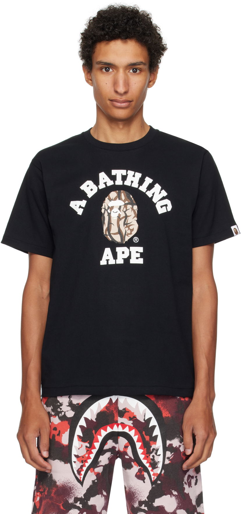 T-shirt BAPE A Bathing Ape Trial Camo College T-Shirt Sort | 001TEL301033M