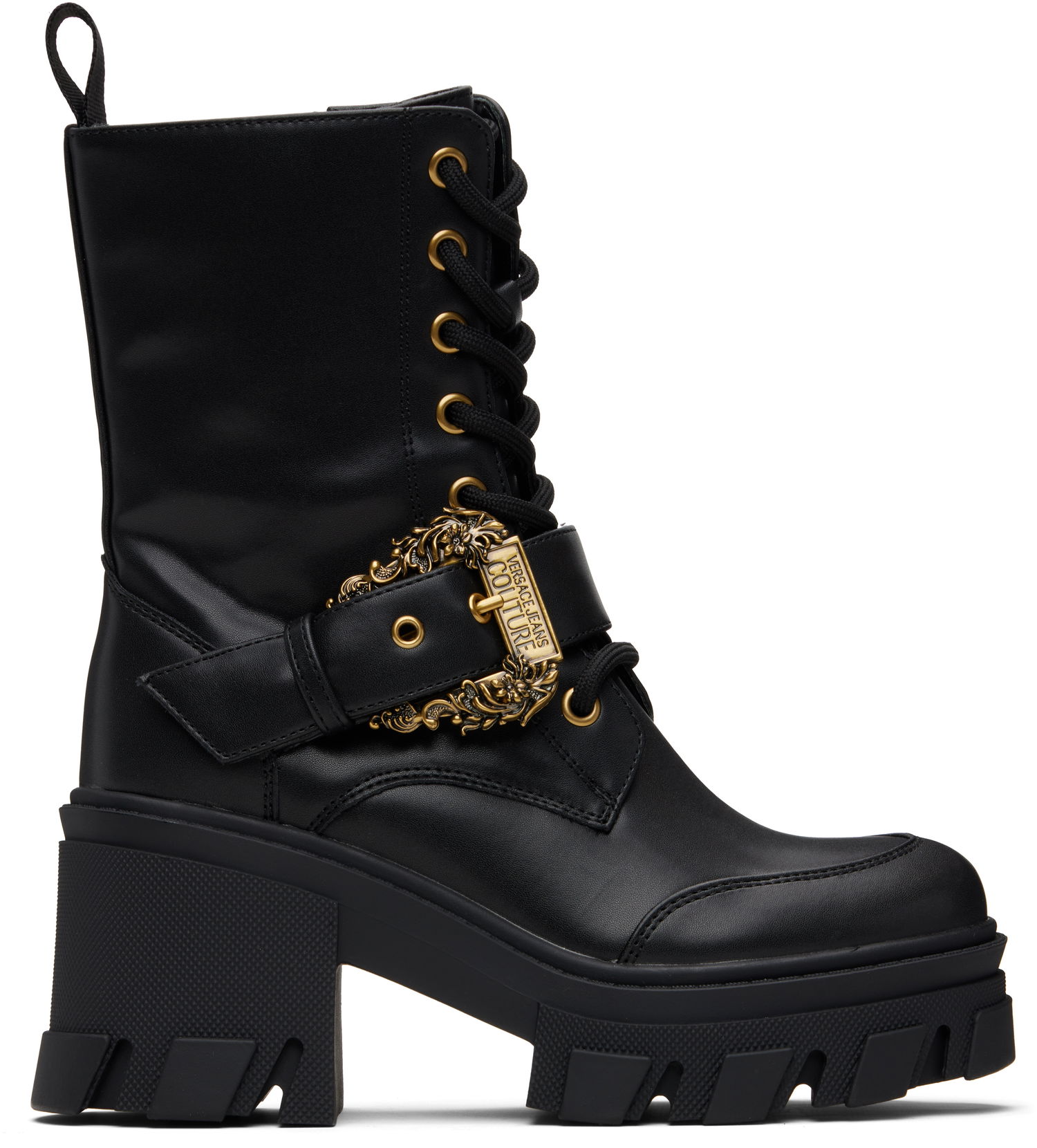 Sneakers og sko Versace Versace Jeans Couture Baroque Buckle Drew Boots Sort | E79VA3S86_E71570, 0