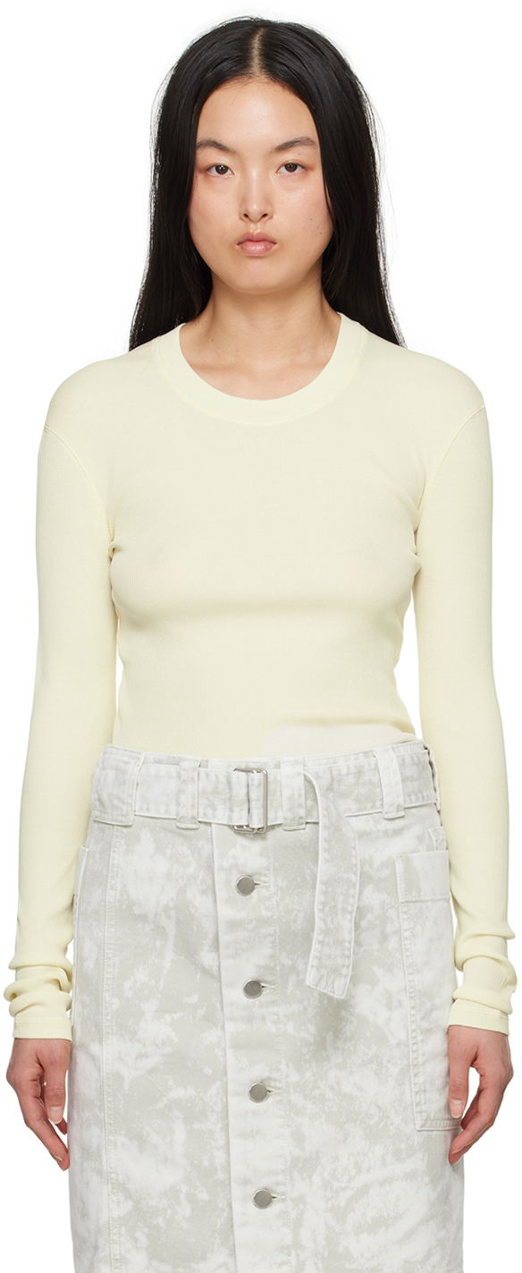 Sweater LEMAIRE LEMAIRE Women's Ribbed Long Sleeve T-Shirt Gul | TO1147 LJ1017