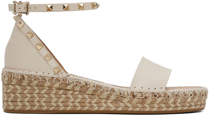 Tilbehør Valentino Valentino Garavani Rockstud Espadrille Wedge Sandals Beige | 5W2S0HB1FEQ, 0