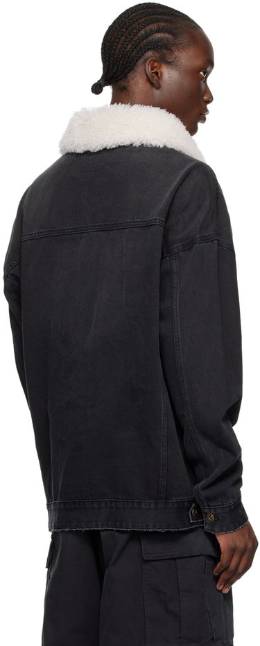 Jakke We11done Oversized Denim Jacket with Fur Collar Sort | WD-DJ2-24-363-U-BK, 2