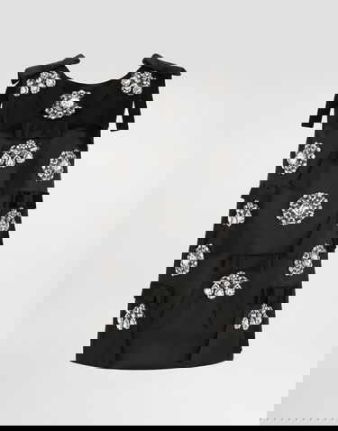 Kjole Dolce & Gabbana Dolce & Gabbana Jewel and Bow Embellished Shift Dress Sort | F60E9ZGDDIJS8400, 0