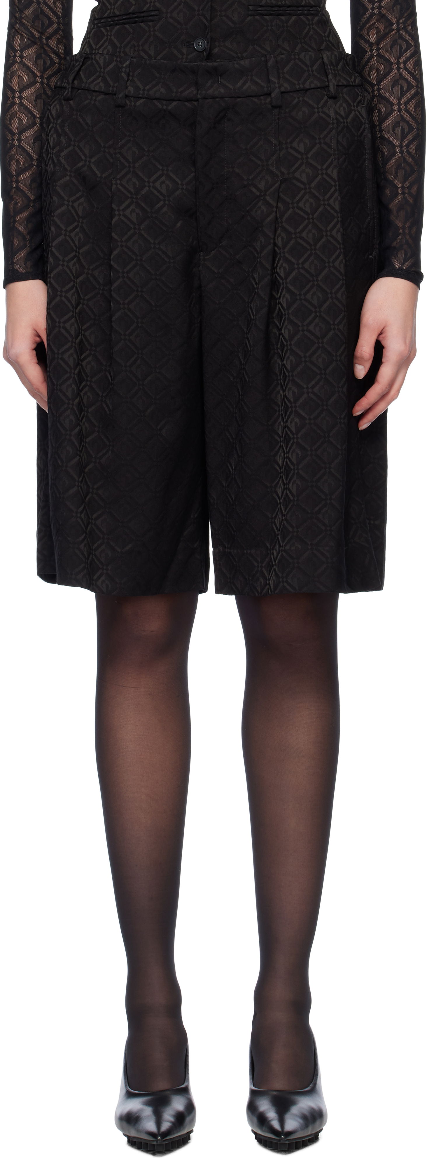 Shorts Marine Serre Marine Serre Moon Diamond Jacquard Tailored Shorts Sort | MSH010A, 0