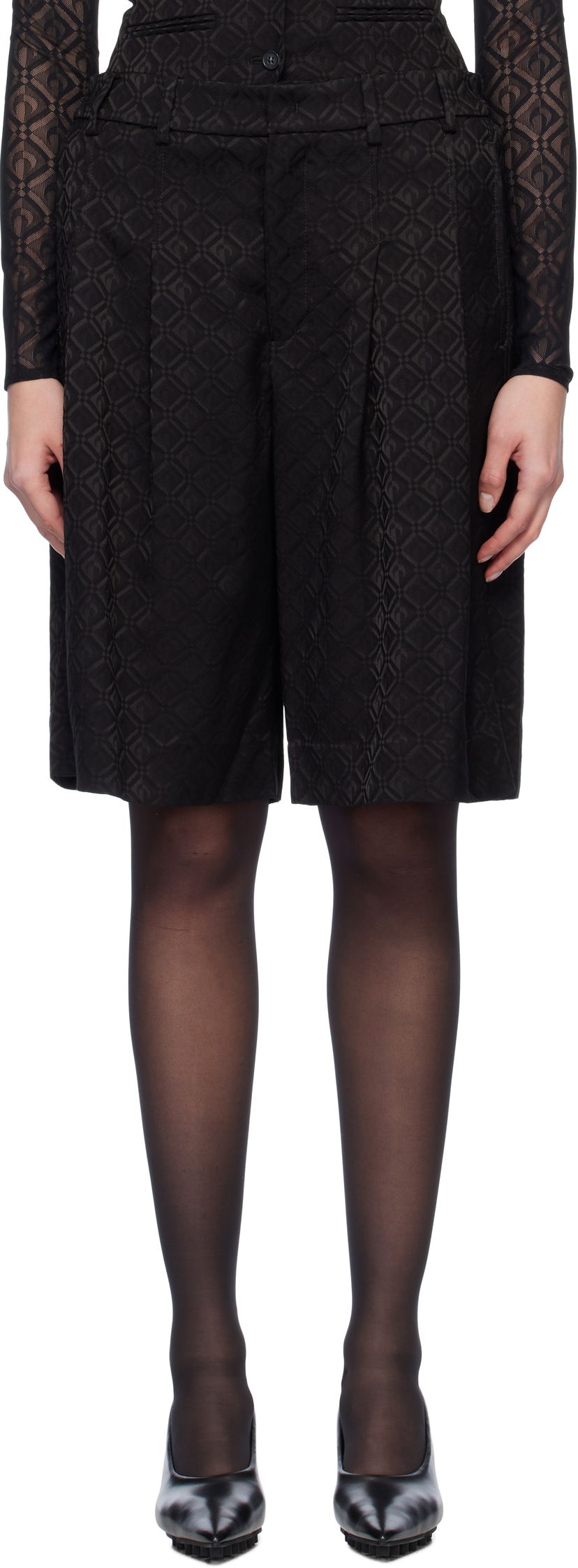 Shorts Marine Serre Marine Serre Moon Diamond Jacquard Tailored Shorts Sort | MSH010A