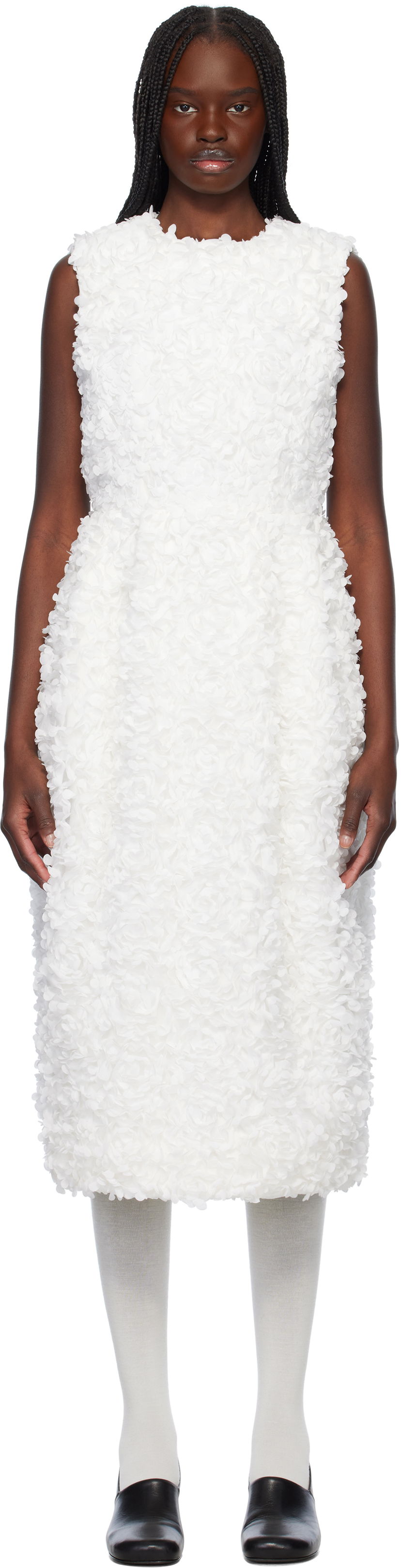 Kjole Comme des Garçons Comme des Garçons Flower Tape Embroidery Midi Dress Hvid | GO-O003-051-1