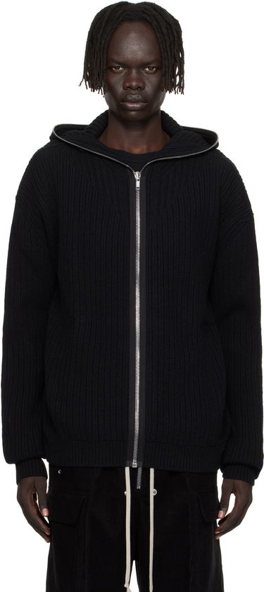 Sweatshirt Rick Owens Rick Owens Concordians Zipped Knit Hoodie Sort | RU02E1647 KWV, 0