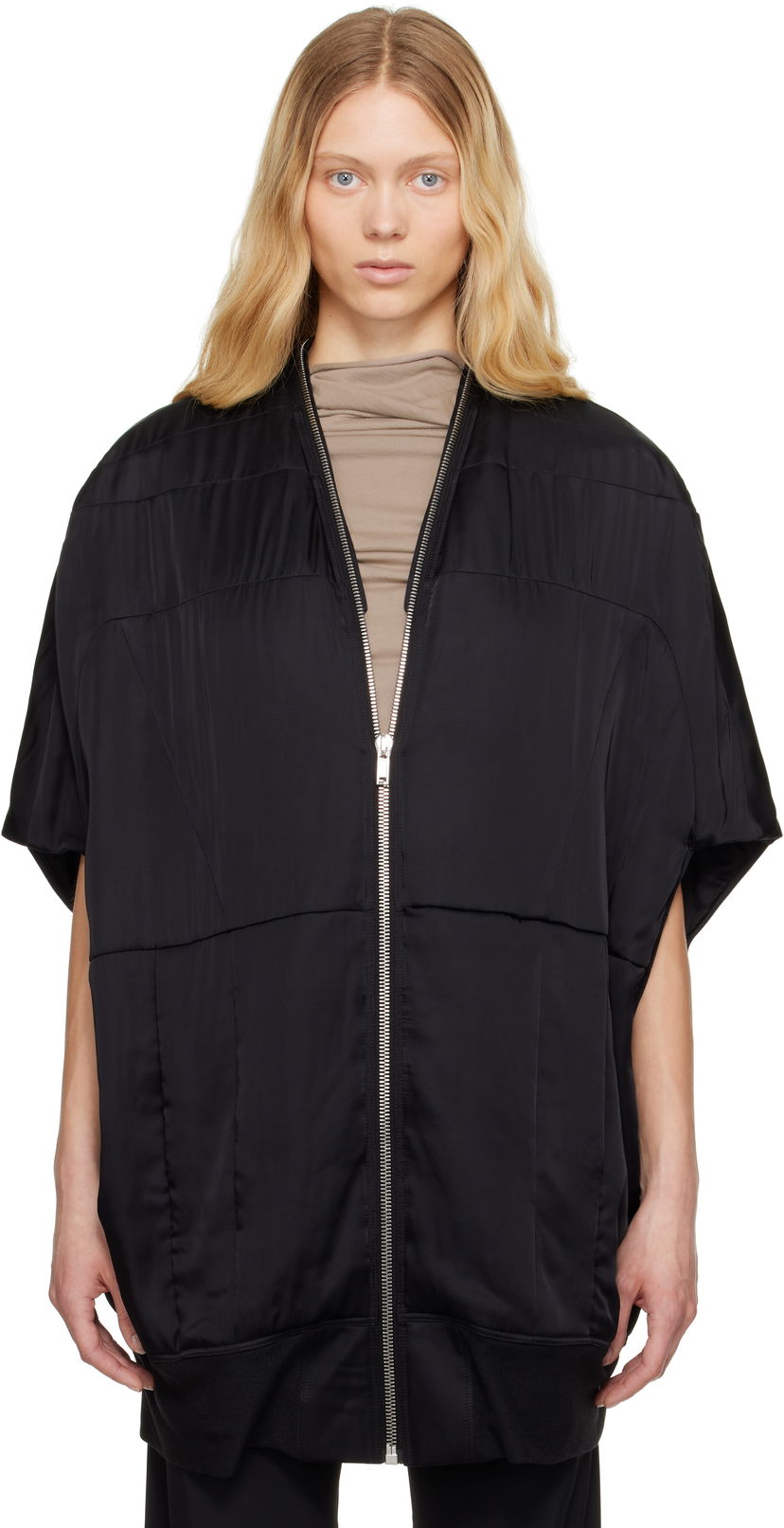 Vest Rick Owens Rick Owens Hollywood Girdered Bubble Bomber Jacket Sort | RP01E7739 SCH