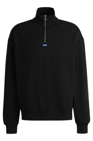 Sweatshirt BOSS HUGO Cotton-Terry Sweatshirt with Zip Closure and Logo Sort | 50522367