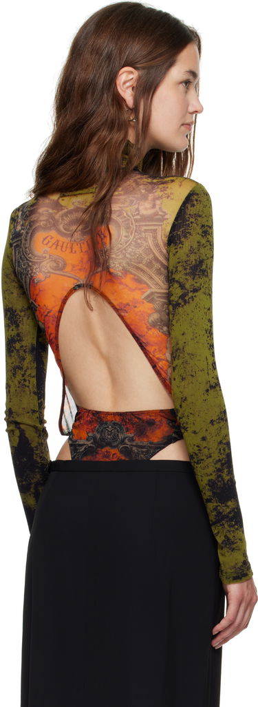 Krop Jean Paul Gaultier Jean Paul Gaultier 'The Médaillon' Open Back Bodysuit Grøn | 25/03-W-TO306-M006P-004115, 2