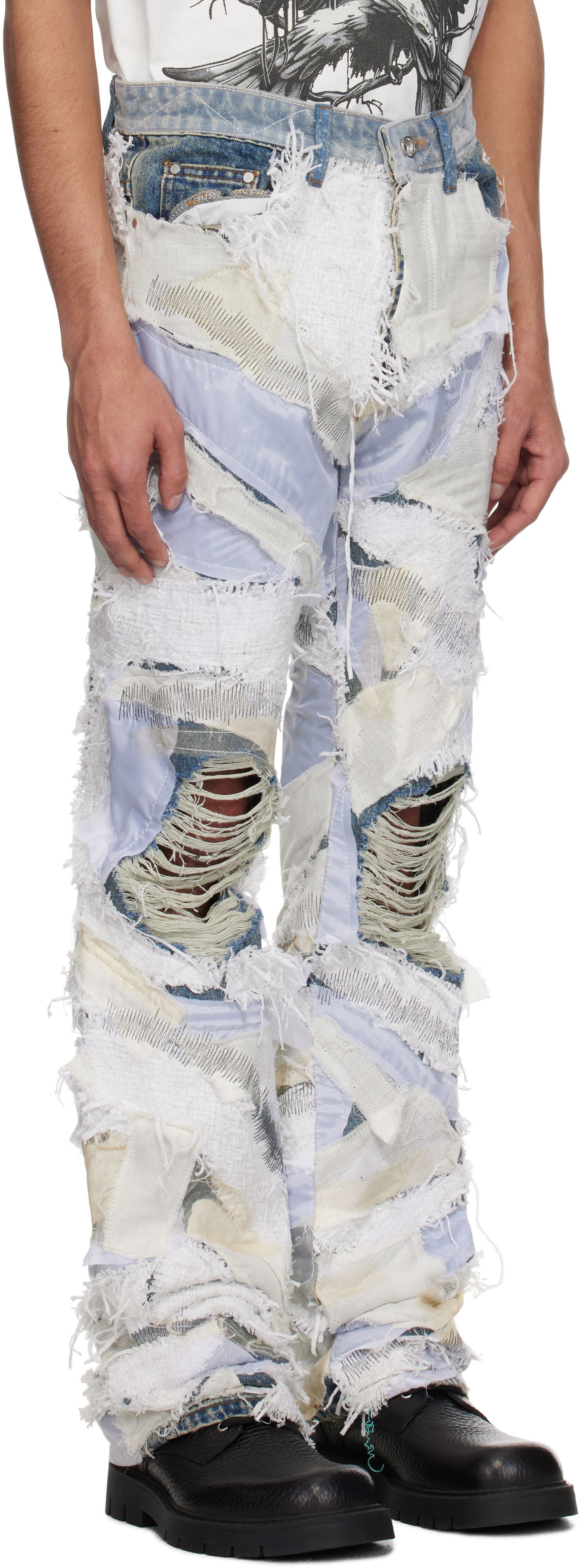 Jeans Who Decides War Who Decides War Beach Sand Patchwork Jeans Blå | 1120660001SS25, 1
