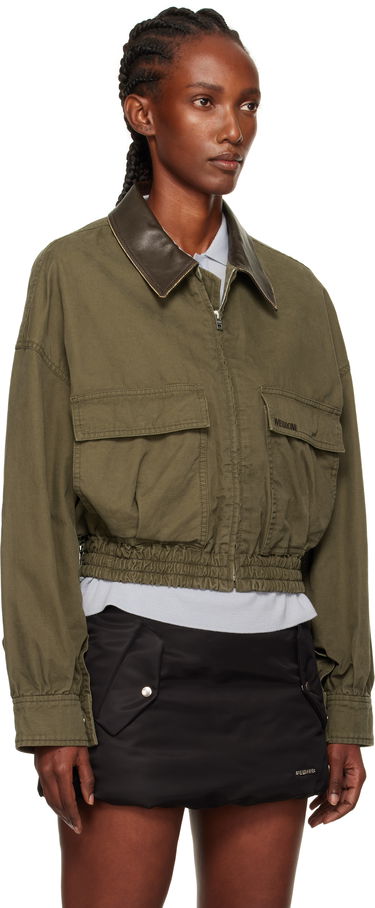 Jakke We11done We11done Leather Collar Cropped Jacket Grøn | WD-JP2-25-063-W-KK, 1