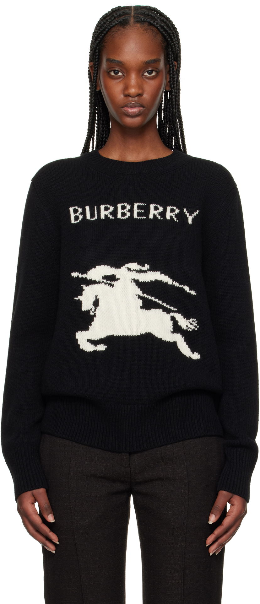 Sweater Burberry Burberry Equestrian Knight Design Wool Cashmere Sweater Sort | 8103048