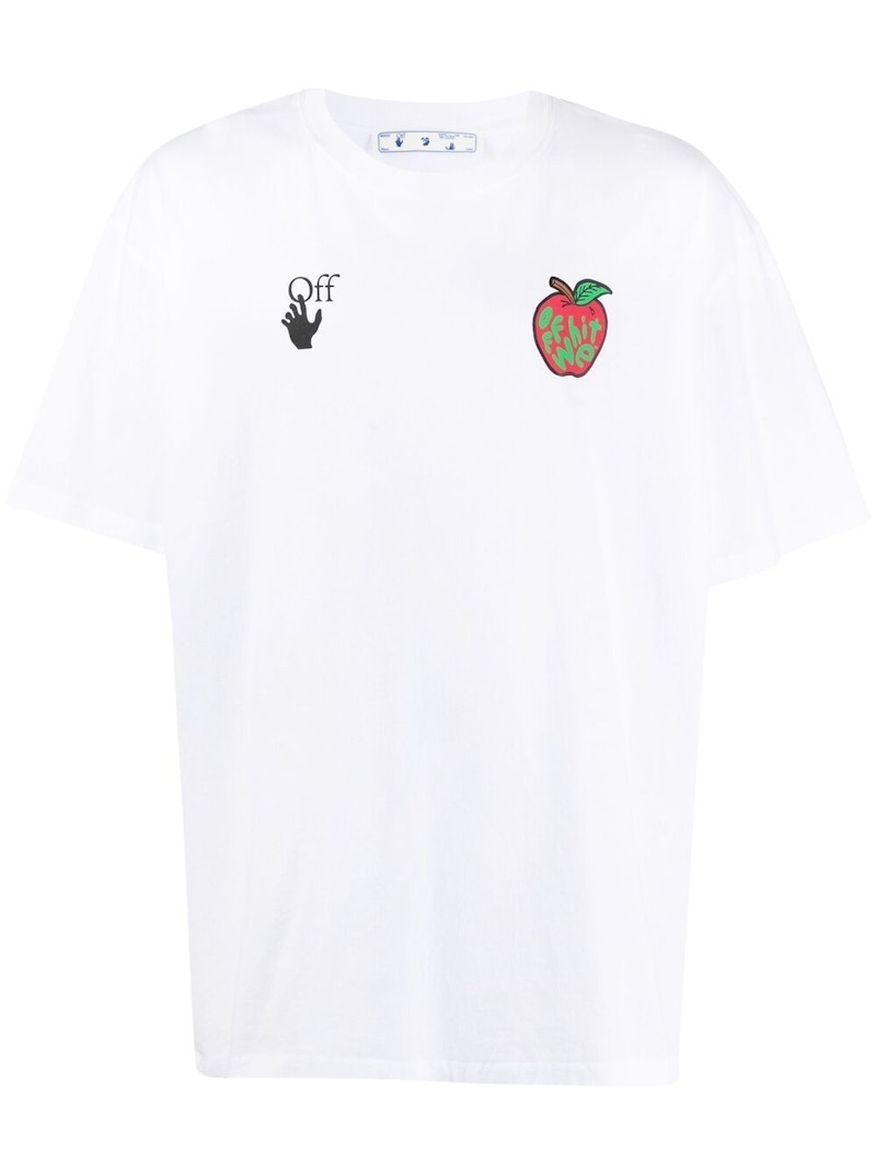 T-shirt Off-White Apple Arrow Print T-shirt White Hvid | OMAA038S21JER0150125