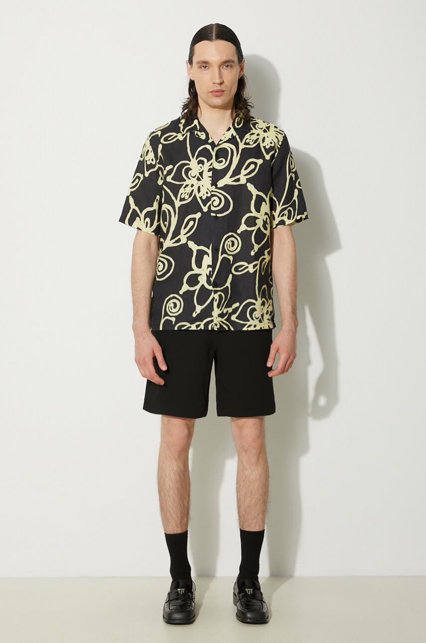 Skjorte Samsoe Samsoe Samsoe Samsoe Regular Fit Floral Print Linen Shirt Sort | M23200085, 1