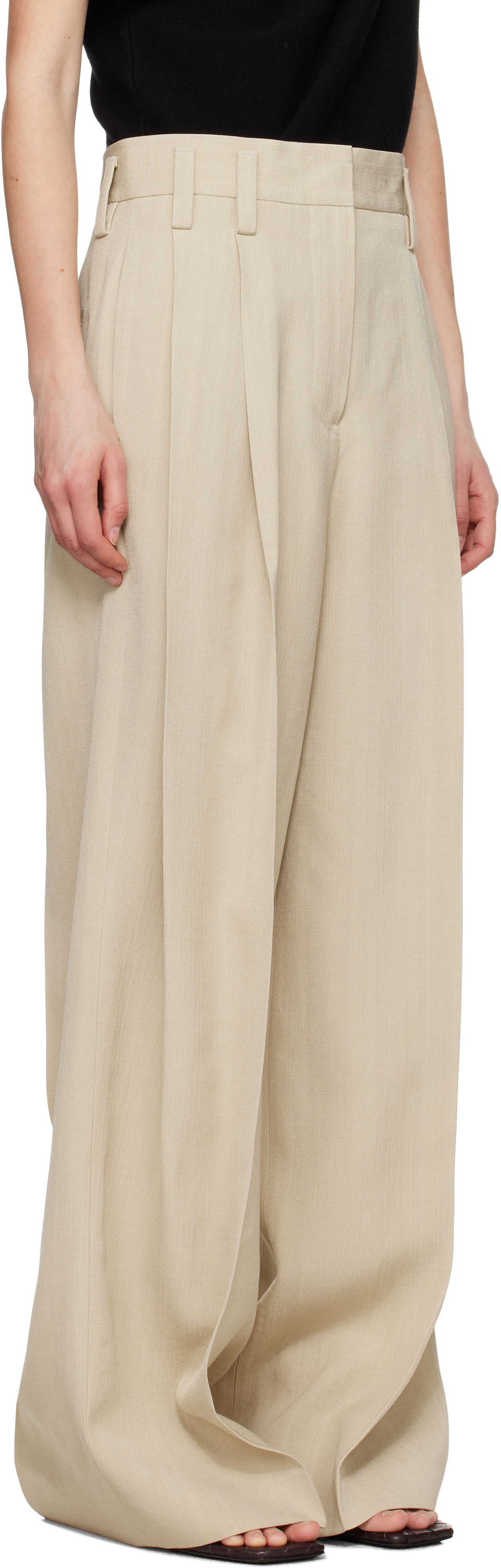 Bukser Jil Sander Jil Sander Voluminous Pleated Trousers Beige | J03KA0292_J65005, 1