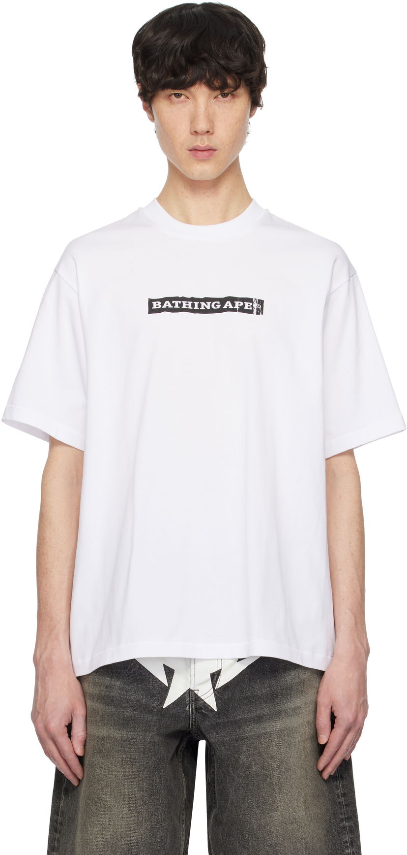 T-shirt BAPE Stencil Logo Relaxed Fit T-Shirt Hvid | 001TEK801332M