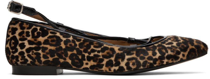 Sneakers og sko A.P.C. A.P.C. Katie Leopard Print Calf Hair Ballerina Flats Brun | PXBUM-F53309