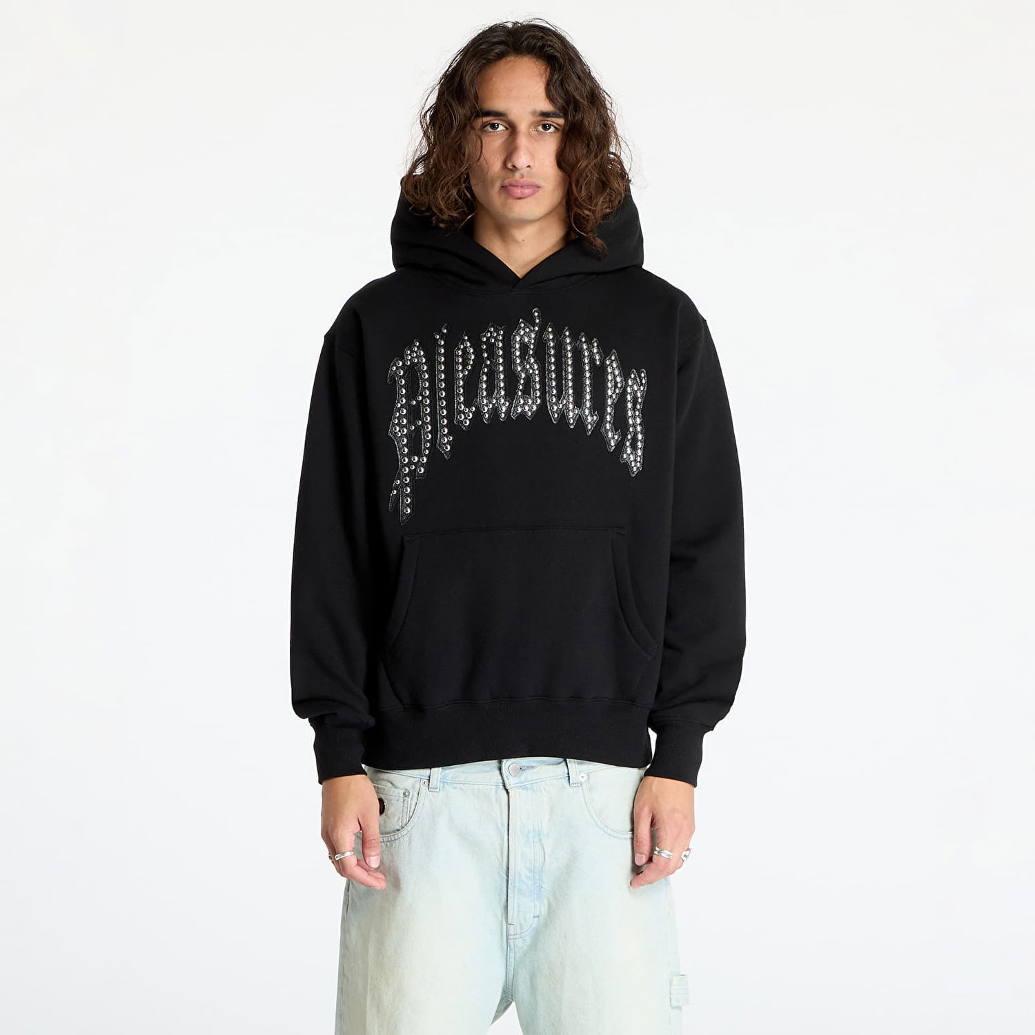Sweatshirt Pleasures Twitch Studded Hoodie Black Sort | P24F043 BLACK, 0