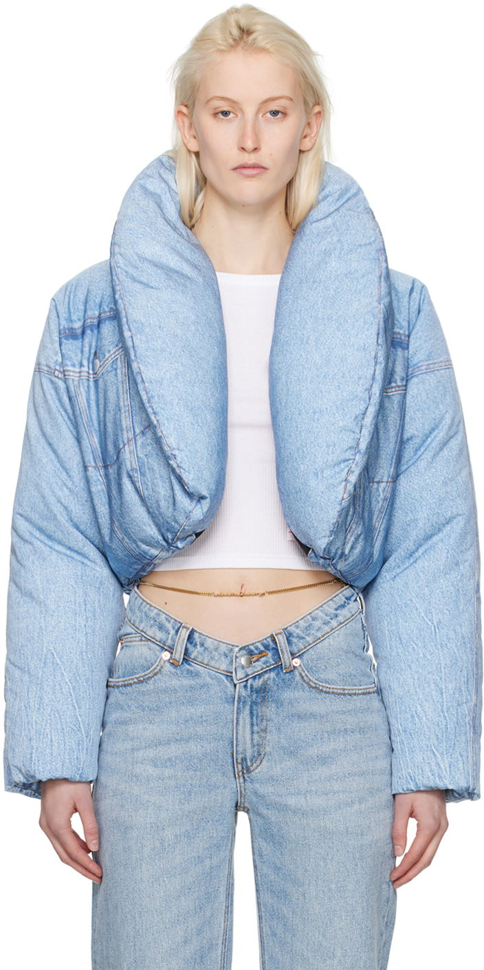 Jakke Alexander Wang Cropped Down Jacket Blå | 1WC1242521
