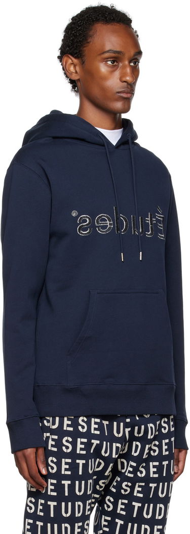 Sweatshirt Études Patch Reversed Hoodie Mørkeblå | H22MM262OC16DB, 1