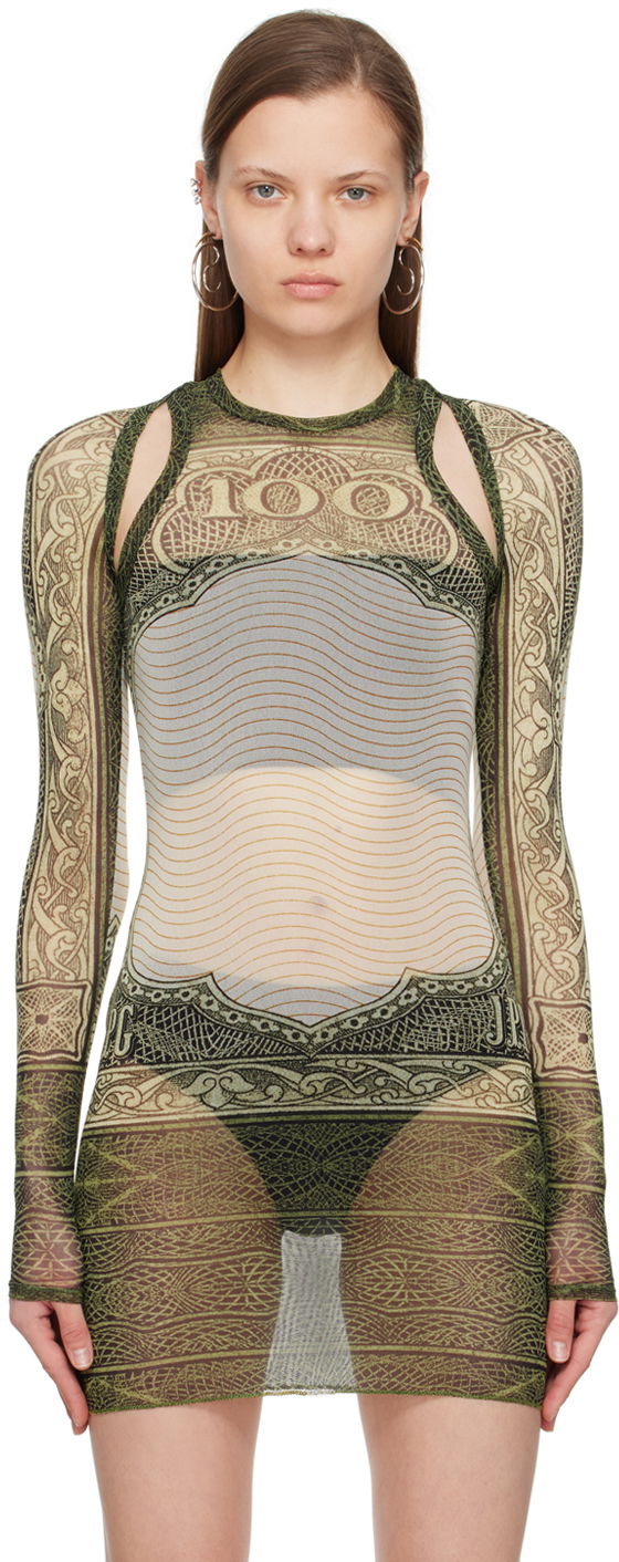 Kjole Jean Paul Gaultier Jean Paul Gaultier 'The Cartouche' Mesh Tunic Grøn | 24/25-F-TO126-T515-400300156