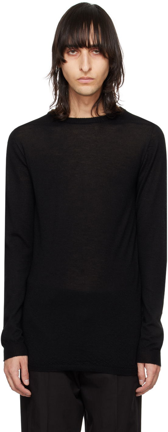 Sweater Rick Owens Slim-Fit Crewneck Sweater Sort | RU01D3622 WS