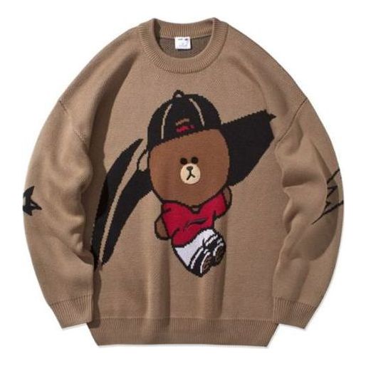 Sweater Li-Ning LINE FRIENDS Crew Neck Graphic Sweater Brun | AMBQ046-1