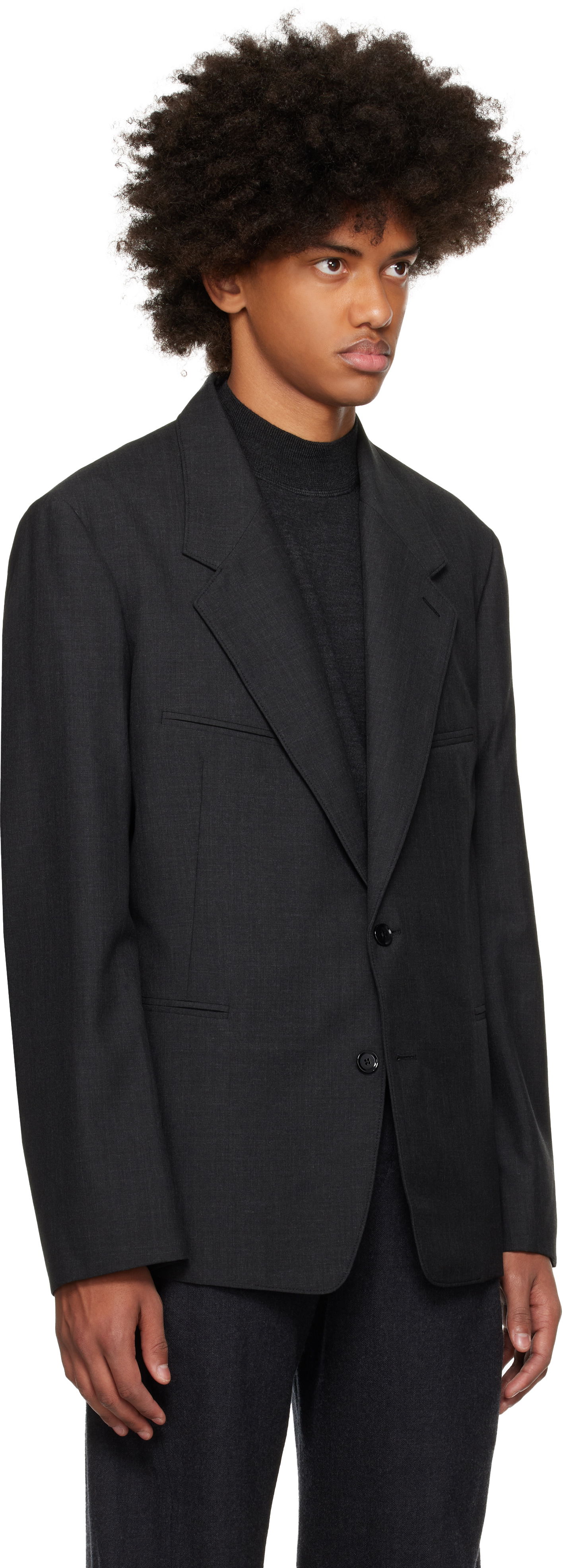 Jakke LEMAIRE LEMAIRE Tailored Single Breasted Blazer Sort | JA1056 LF414, 1
