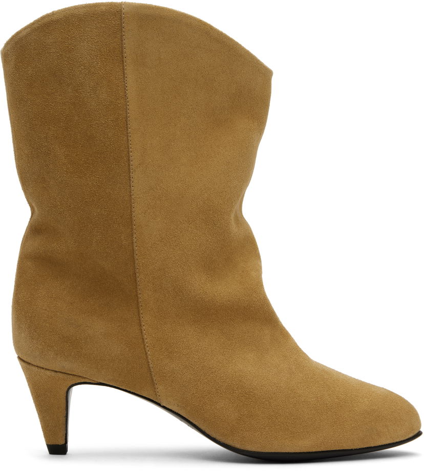 Skopleje BY FAR BY FAR Osage Suede Kitten Heel Boots Beige | MWFBO067SU002BR046PL
