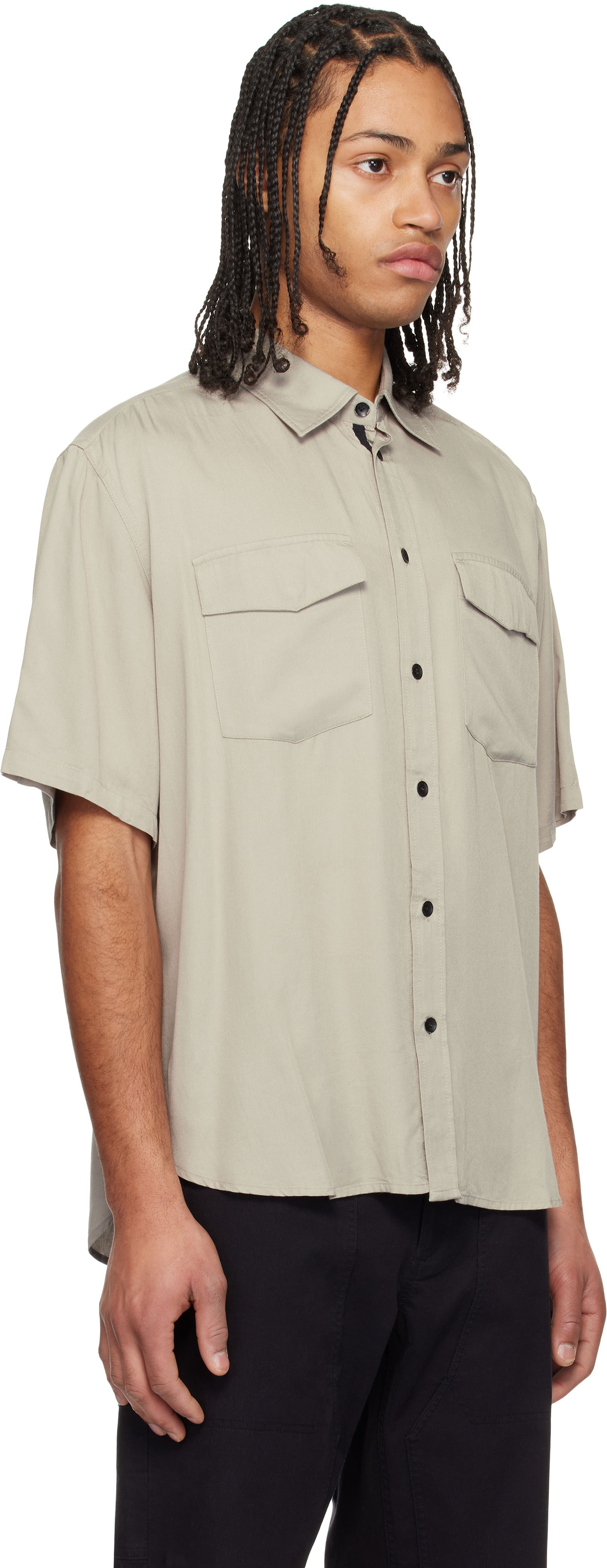 Skjorte rag & bone Rag & Bone Matthew Two-Pocket Short Sleeve Shirt Beige | MBW24HA011VSML, 1