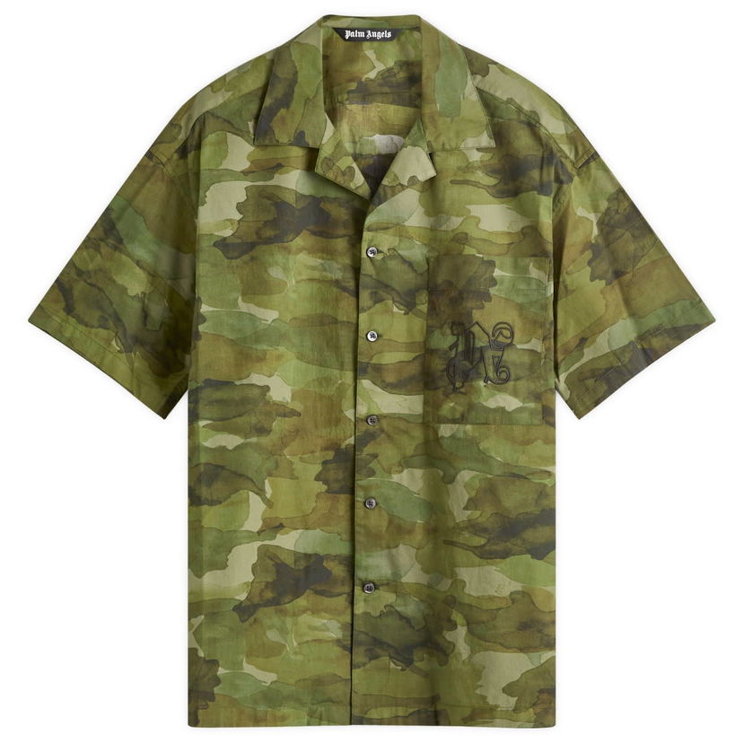 Skjorte Palm Angels Camo Military Shirt Grøn | PMGG007F24FAB0055610