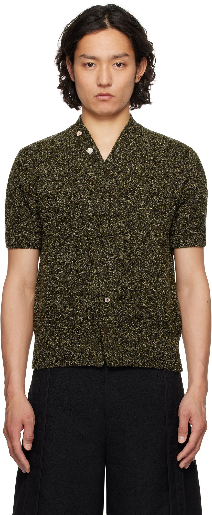 Sweater ADER ERROR ADER error 0502 Short Sleeve Knit Polo Sort | BO01SSKT0502BK