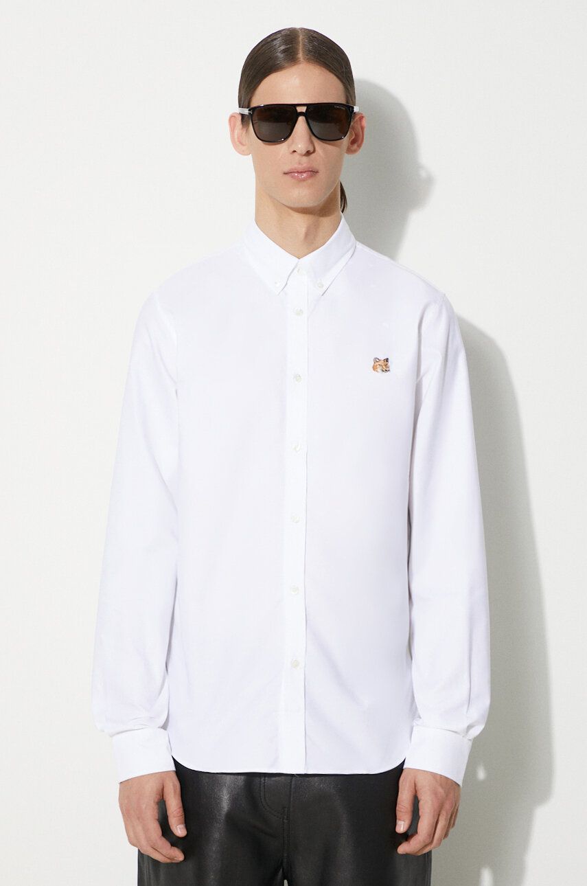 Skjorte MAISON KITSUNÉ Maison Kitsuné Mini Fox Head Classic BD Shirt - Regular Fit Button-Down Hvid | MM00413WC2010, 0