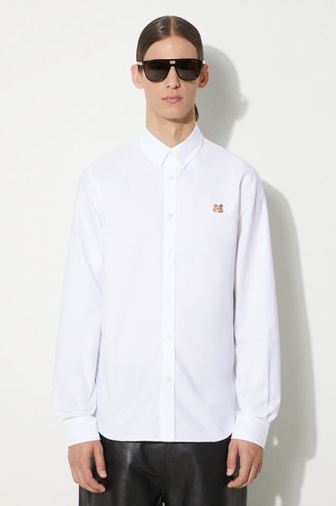 Skjorte MAISON KITSUNÉ Maison Kitsuné Mini Fox Head Classic BD Shirt - Regular Fit Button-Down Hvid | MM00413WC2010, 0