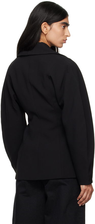 Jakke GANNI GANNI Bonded Crepe Curve Sleeve Jacket Sort | F9608, 2