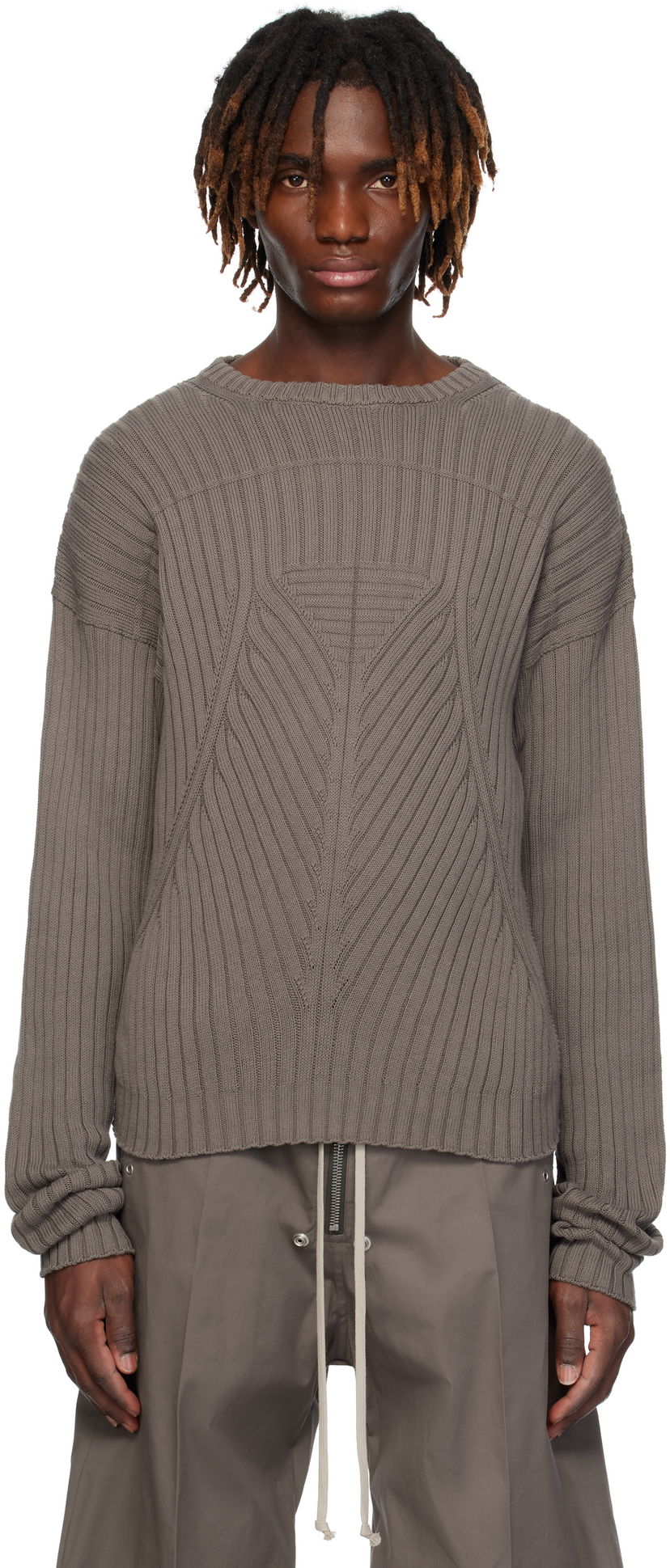 Sweater Rick Owens Rick Owens Hollywood Round Neck Sweater Grå | RU01E5664 KEC