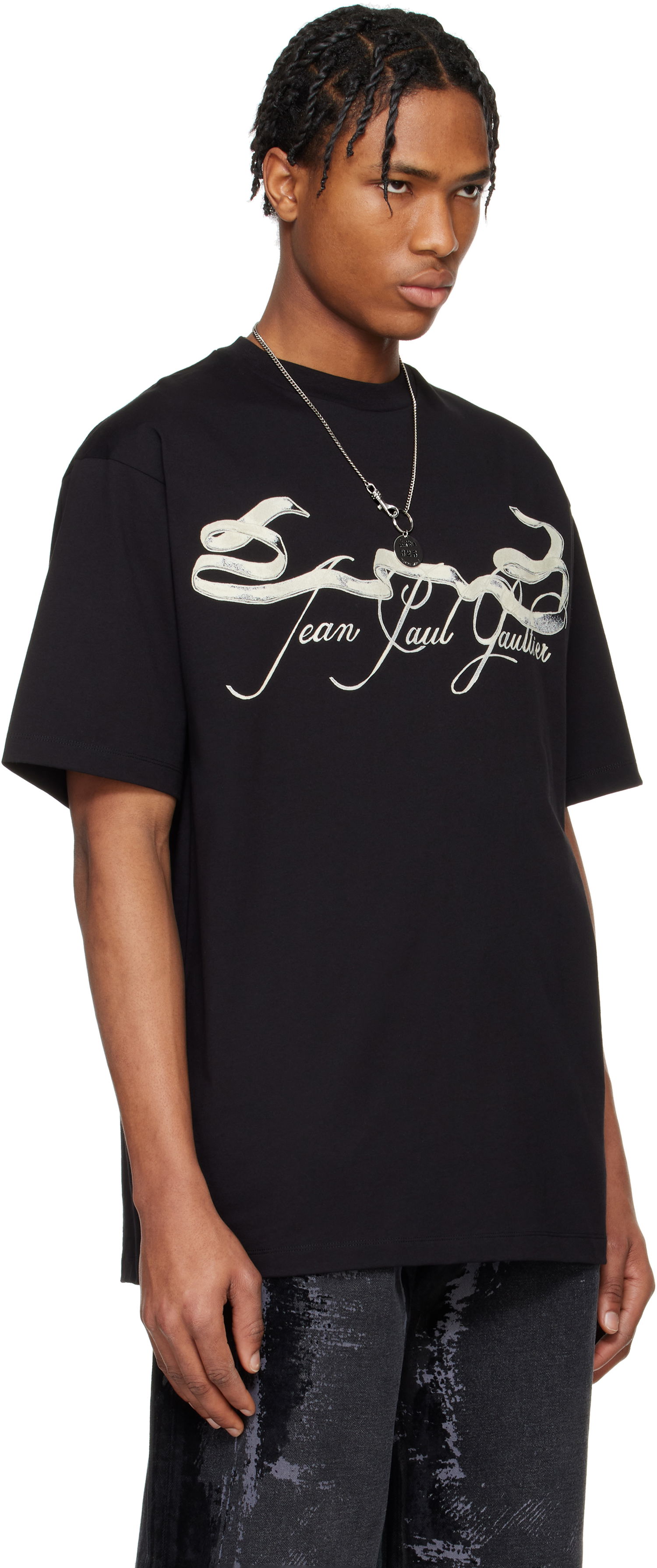 T-shirt Jean Paul Gaultier Jean Paul Gaultier Oversized Tattoo Ruban T-Shirt Sort | 25/34-F-TS118I-J090-0005, 1