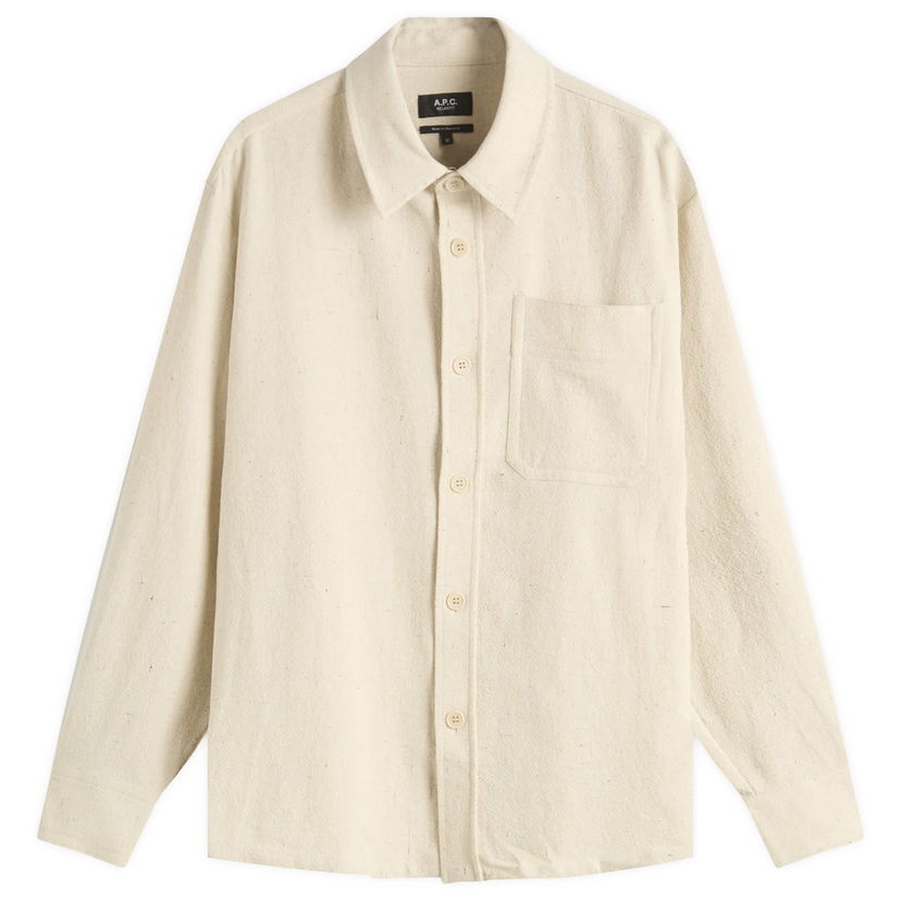 Skjorte A.P.C. Men's Basile Marl Cotton Overshirt Beige | COGEV-H02709-AAD